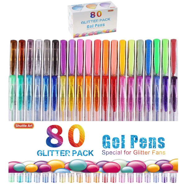 80 Colors Glitter Gel Pens, 40 Colors Glitter Gel Pen Set with 40 Refills  for Adult Coloring Books Craft Doodling